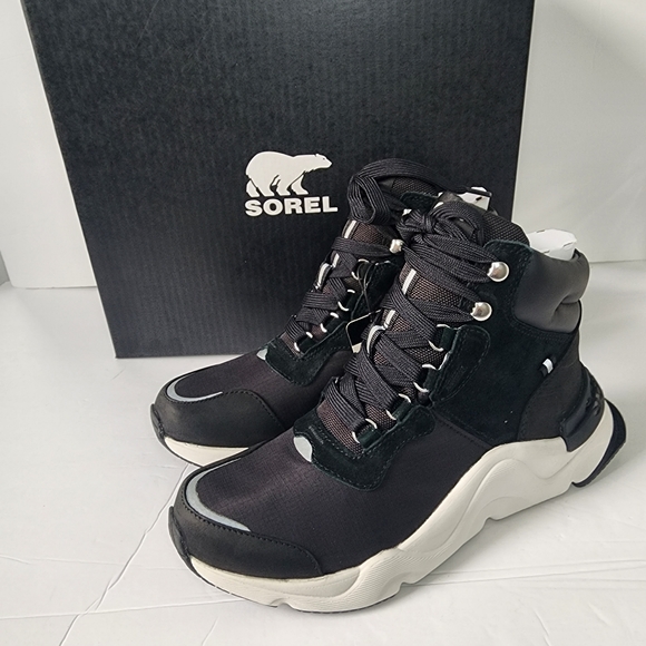 Sorel Kinetic RNEGD Conquest Waterproof High Top Black Sneaker Womens 9 NWT NIB - Picture 2 of 16